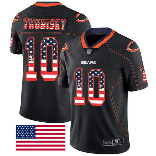 Chicago Bears Limited Black Men Mitchell Trubisky Jersey NFL Football #10 Rush USA Flag->chicago bears->NFL Jersey
